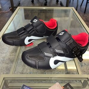 Peloton Black Cycling Shoes with Red Accents